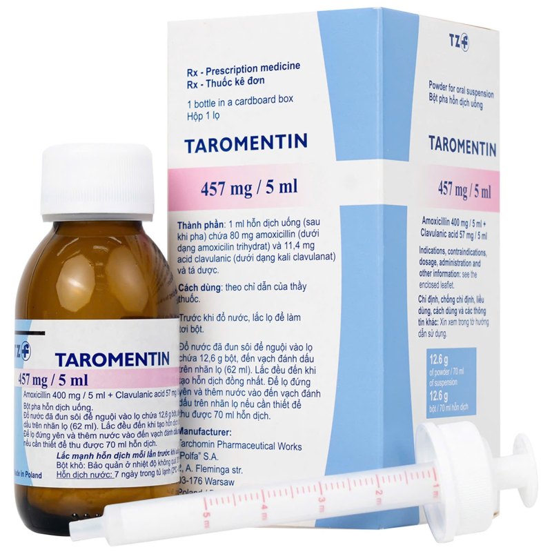 Xem phóng to ảnh Taromentin 457mg/5ml( Hộp 1 lọ 140ml )